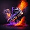 Jordan shoes lightening effect purple background, generative AI