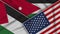 Jordan United States of America Palestine Flags Together Fabric Texture Illustration