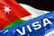 Jordan visa document close up. Passport visa on Jordan flag. Jordan visitor visa in passport,3D rendering. Jordan multi entrance