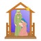 Joseph, Mary  and the little baby Jesus in the arms of his mother in the stable
