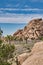 Joshua Tree National Park with giant rock formations and palm tree yuccas