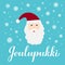 Joulupukki or Santa Claus in Finnish. Calligraphy hand lettering. Cute cartoon character. New Year and Christmas