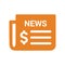 Journal, newspaper, dollar icon. Orange color design
