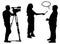 Journalist interview and cameraman silhouette.