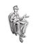 Journalist man sitting on a chair Vector sketch. Storyboard cartoon character illustrations