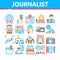 Journalist Reporter Collection Icons Set Vector