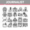 Journalist Reporter Collection Icons Set Vector