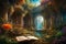 Journey into Fantasy: The Enchanted Book\\\'s Detailed Landscape