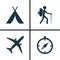 Journey Icons Set. Collection Of Booth, Traveler, Guide And Other Elements. Also Includes Symbols Such As Guide