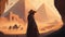 A journey to the great pyramid. Fantasy scenery. concept art. Illustration. Generative AI