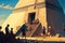 A journey to the great pyramid. Fantasy scenery. concept art. Illustration. Generative AI