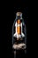 Journey to the Stars: Space Shuttle Embarked on a Cosmic Adventure, Encased in a Bottle Against a Black Background. created with