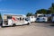 Jouy le Chatel, FRANCE - 05.08.2022: Camping car in rental parking lot. Holiday vacation travel in motorhome concept