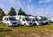 Jouy le Chatel, FRANCE - 05.08.2022: Modern camping cars in rental parking lot. Holiday vacation travel in motorhome