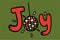Joy Christmas groovy card with bright ball
