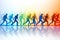 Joy movement background group colourful music outline silhouettes fun kid people disco shadow design dancing