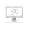 Joy stick for game icon inside blank screen computer monitor with reflection minimalist modern icon vector illustration