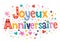 Joyeux Anniversaire Happy Birthday in French decorative lettering