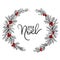 Joyeux Noel Hand Lettering Greeting Card. Christmas Wreath