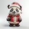 Joyful 3d Rendered Panda Santa With Red Nose And Santa Hat