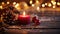 Joyful Advent Delights Christmas Background - First Advent Sunday - Red Advent Candle with Natural Xmas Decoration, Branches, and