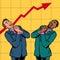 Joyful Africa and Caucasian businessman growth chart