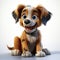 Joyful Animated Puppy with a Shiny Collar on a Plain Background.