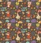 Joyful autumn seamless pattern with cute characters