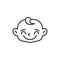 Joyful baby face line icon