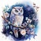 Joyful Baby Owl Perched in Moonlit Forest with Nocturnal Blooms AI Generated