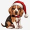 Joyful Beagle Paws: Cute Christmas Watercolor Beagle Clipart - Isolated on White Background - Generative AI