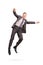 Joyful businessman jumping in the air