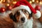 Joyful Canine Celebrating in a Santa Hat.