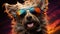 Joyful canine: whimsical sunglasses. Created with Generative AI