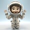 Joyful Cartoon Astronaut Child: Adorable Cosmic Adventure in a Miniature Space Suit with a Radiant Smile.