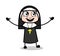 Joyful - Cartoon Nun Lady Vector Illustration