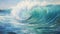 Joyful Celebration Of Nature: Ocean Wave Painting On Canvas