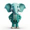 The Joyful And Charming Elephant In Teal And White Corporate Outfit