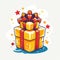 Joyful Christmas Gifts Vector Art: Festive Cartoon Emblem, Simple 2D Design - Perfect Holiday Graphics for Greetings
