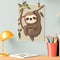 Joyful cute cartoon sloth hanging on a branch By Generative AI