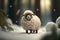 Joyful and Cute Sheep Having Fun in the Snow During a Frosty Winter