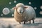 Joyful and Cute Sheep Having Fun in the Snow During a Frosty Winter