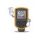 A joyful dive computer cartoon mascot style show two fingers pose
