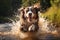 Joyful Dog splashing water fun. Generate Ai