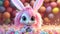 Joyful easter bunny organizing easter eggs