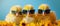 Joyful Easter Celebration Three Adorable Yellow Chicks In Blue Sunglasses Pose Against A Vibrant Studio Backdrop