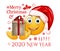 Joyful emoji wishes a Happy New Year