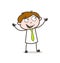 Joyful Excited Office Worker Vector Illustration