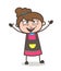 Joyful Face with Raising Hands - Beautician Girl Artist Cartoon Vector