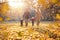 Joyful family enjoying great, autumnal weather